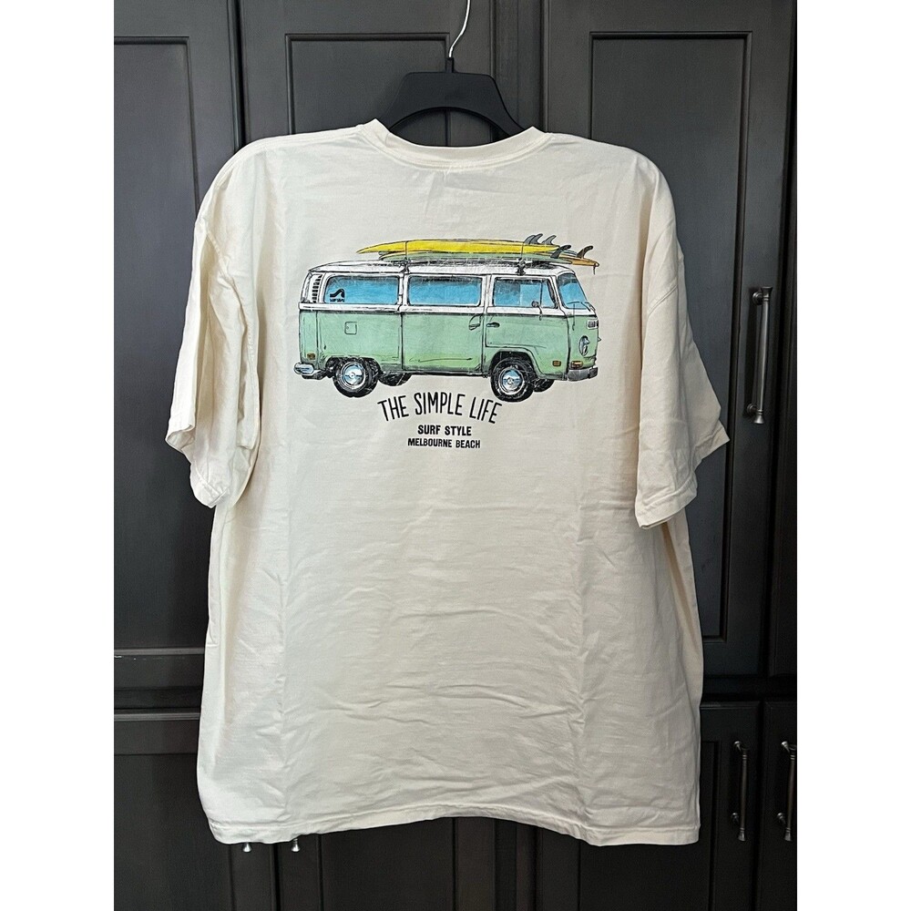 The Simple Life Surf Style Beige Graphic T-shirt Melbourne Beach, FL Men’s 2XL